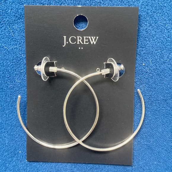 NWT J. Crew Factory mid-size Gold and Silver Colored Hoop Earrings - Picture 4 of 5